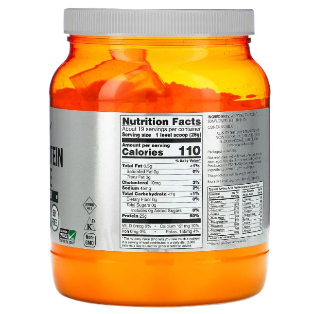 Now Sports Whey Protein Isolate19Serv.544G.Unflavored Maxmuscle Elite